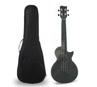 Kit de Ukelele de Fibra de Carbono de 25 Pulgadas y 4 Cuerdas con Clavos Traseros para Montar la Correa para Principiantes, Profesionales, Adultos y Niños para Jugar (BLACK)