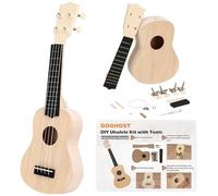 Kit de ukelele DIY con herramientas - Haga su propio ukelele de madera, tamaño pequeño, guitarra hawaiana Ukalalee regalo para niños, estudiantes principiantes