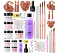 Kit De Uñas Acrílicas: 4 Colores Acrílico En Polvo Set De 2 Dedos De Ejercicio Ajustables Con 100 Puntas De Uñas/3 Lápices De Arte De Uñas/Pegatinas Florales/Archivo De Uñas Profesional Kits Completo