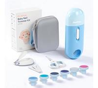 Kit de uñas para bebé, juego de cuidado de uñas 4 en 1 con estuche de almacenamiento, cortaúñas eléctrico suave con luz LED, cortaúñas eléctrico, incluye lima, tijera, cortaúñas, para recién nacidos
