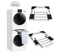 Kit de Unión Universal para Lavadoras y Secadoras, Marco Intermedio Universal, para Conectar Lavadora Secadora, Soporte Lavadora Secadora con Estante Extraíble y Cuerda de Trinquete