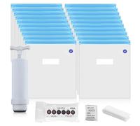 Kit de vacío, 20 unidades de 30 x 34 cm para impresora 3D, filamento de compresión al vacío con bomba de aire manual, bolsas de vacío reutilizables, bolsas de vacío transparentes para filamentos a