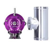 Kit de Válvula de Escape Turbo, Akozon Universal SDD - BOVGRSBL FPG250 Aluminio Válvula de Soplado Billet Turbo con Tubería de Brida de 2,5 Pulgadas Tipo RS(Púrpura)