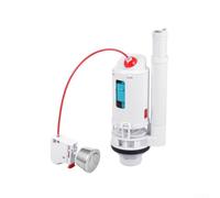 Kit de válvula de inodoro de doble descarga de 20 a 32 cm con tubo de desbordamiento ajustable y tecnología de ahorro de agua para inodoros estándar de dos piezas, botón pulsador ABS, sello de