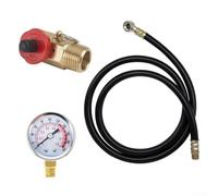 Kit de válvula de tanque de aire de colector de latón con manómetro 0-200 PSI 1/2 NPT conexión para tanque 1/4 NPT para manguera 1/8 NPT para manómetro completo con válvula de seguridad y manguera de
