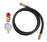 Kit de válvula de tanque de aire de colector de latón con manómetro 0-200 PSI 1/2 NPT conexión para tanque 1/4 NPT para manguera 1/8 NPT para manómetro completo con válvula de seguridad y manguera de