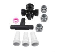 Kit de válvula desviadora de piscina de 3 vías de 1.5 pulgadas, adaptador de manguera ABS para bombas y spas sobre el suelo, ajuste de conexión de filtro con juntas tóricas y abrazaderas (negro)