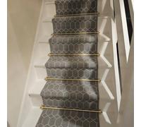 Kit de varillas para alfombras de escalera: 2 soportes de extremo, 2 tapas decorativas y 4 tornillos de montaje, 1 paquete de tubo de latón hueco para teatros, hoteles y villas(30inch/76cm)