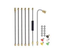 Kit de varitas de lavado a presión de alcance extendido, lanzas de acero inoxidable, 5 boquillas intercambiables para tareas de lavado de coches, varita curvada para limpiar ángulos muertos
