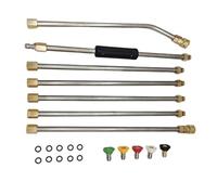 Kit de varitas de lavado a presión de alcance extendido, lanzas de acero inoxidable, 5 boquillas intercambiables para tareas de lavado de coches, varita curvada para limpiar ángulos muertos