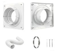 Kit de ventilación para secadora, 10,16 cm, aluminio, brida de pared, color | Tubo de aluminio resistente a la temperatura con manguera flexible de 1,5 m, conector de liberación rápida
