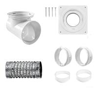 Kit de ventilación para secadora, 10,16 cm, aluminio, brida de pared, color | Tubo de aluminio resistente a la temperatura con manguera flexible de 1,5 m, conector de liberación rápida