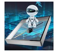 Kit de Ventilador con Holograma 3D, Proyectores de Holograma 3D LED Scrolling Sign Support Video/Image Shell Holographic HD Luz publicitaria con 8GB Tarjeta para Tiendas, comercios, Vacaciones(Gold