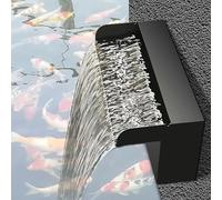 Kit de vertedero de cascada al aire libre con tubo corrugado de 60 cm, fuente de acero inoxidable para estanques de jardín y patios, función de agua para uso en interiores y exteriores