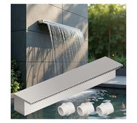 Kit de vertedero de Cascada con tubería corrugada para Exteriores, Boquilla de Fuente de Cascada Moderna de Acero Inoxidable - Vertedero de Pared Exterior de 124 cm y Cascada de Agua para de