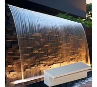 Kit de vertedero de cascada de acero inoxidable montado en la pared, 90 cm, fuente de piscina empotrada para paisajismo, diseño sin bomba incluida (plata)