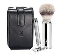 Kit de Viaje Brocha Fibra Punta Plata & Maquinilla Clásica Mühle