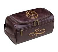 Kit de viaje de cuero personalizado para hombres, nombre e iniciales grabados, bolsa de aseo de afeitado, regalo para marido, papá, padrinos de boda, cumpleaños y día del padre