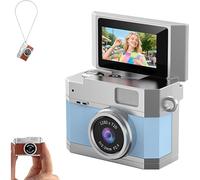 Kit de videoblog viral con pantalla abatible: cámara de bolsillo HD con lente para selfies de 180 + tarjeta de 32 GB, videocámara digital retro