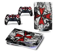 Kit de vinilos Extra Resistentes MaD Vision® para PlayStation 5 (PS5) Disc | Set de vinilos Mate para Consola + 2 mandos - Resident Evil Umbrella Diseño