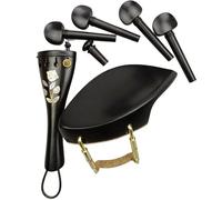 Kit de violín Accesorios Clavijas De Violín Con Incrustaciones De Flores, Afinador De Tripa, Mentonera Con Tornillo De Soporte (Color : Violin Parts 2)