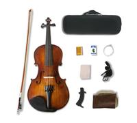 Kit de violín acústico para principiantes, tamaño 1/2, 4 cuerdas, llama ébano, madera de abeto de arce, con funda, arco, reposamuñecas, cuerdas, afinador (3/4)