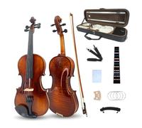 Kit de violín acústico para principiantes, tamaño 1/2, 4 cuerdas, llama ébano, madera de abeto de arce, con funda, arco, reposamuñecas, cuerdas, afinador (4/4)