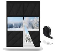 Kit de Visible Aislamiento para Ventanas de Interior, Tamaño Personalizado 50-200cm, Diseño Único de Cremallera Gris/Negro/Marrón Aislante Cubre para El Invierno(Negro,80x160cm)