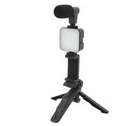 Kit de Vlog para Teléfono Inteligente, Estabilizador de Cardán, Kit de Luz de Vídeo para Teléfono con Luz de Relleno LED, Trípode, Micrófono, Controlador para Transmisión en