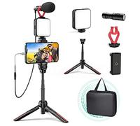 Kit de vlogging con luz LED, soporte para teléfono, trípode vertical y horizontal, kit de inicio de YouTube compatible con iPhone/Android, kit de creación de contenido para grabación de YouTube en Facebook Live