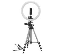 Cullmann 52103 - Trípode Alpha 1000 Kit Vlogging BT con luz anular LED y Disparador Bluetooth (Altura de la extensión 134 cm, con Cabeza de 3 vías, Carga máxima 1 kg, Peso 750 g), Plata