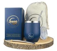 Kit de Yerba Maté completo, 1 calebassa (taza), 2 bombillas (brillante), 1 cepillo y 1 bolsa, este estuche es una hermosa idea de regalo original para Navidad o cumpleaños (hombre , mujer).