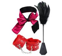 Kit de Yoga para Parejas, puños esponjosos, satén para los Ojos, Plumas francesas para Hacer cosquillas, Juguete de Peluche Ajustable para Adultos