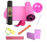 Kit de yoga, tapete de ejercicio, banda elástica resistente al fitness con bloques, juego de equipo portátil antideslizante para entrenamiento en casa, 10 piezas en kit de yoga total, 1200 g