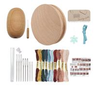 Kit de Zurcido - Disco de Coser de Madera con 9 Agujas,Huevo de Zurcir para Calcetines con Enhebrador e Hilos de 10 Colores - Para Reparación de Ropa y Más