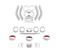 Kit Decoración Interior Para Automóvil 21 Piezas Embellecedores Para Volante Y Consola Central Para Jeep Para Wrangler JK 2011-2017(Plata)