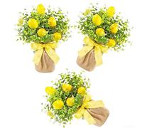 Kit decorativo de limón simulado de 3 piezas para decoración del hogar, ramo de frutas artificiales para sala de estar y centro de mesa de comedor, adornos verdes y amarillos