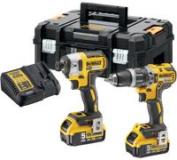 DEWALT DCK266P2T-QW - Kit Taladro Percutor DCD796 XR 18V, Atornillador de Impacto DCF887, 2 Baterías 5Ah + Cargador DCB115, Maletín Tstak