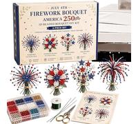 kit di artigianato patriottico x1 Collezione di Perline Artigianali Rosse Blu Bianche - Creazione di Fiori con Perline a Tema Americano,per Adulti Principianti Famiglie Coppie Uomo Donna
