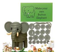 Kit Di Decorazioni Natalizie - Set Di Pendenti Animali con Bottoni 3D | 8 Cm Decorazione FAI-Da-Te In Abs E Cartone | Ciondolo Elefante | Ornamento Giocattolo per Albero