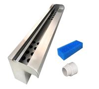 Kit di scarico a cascata in Acciaio inossidabile, Apertura di troppo pieno per Fontana a cascata per Piscina/stagno 30 45 50 80 100 120 150 180 200 cm di larghezza, uscita di deflusso incassata a pa