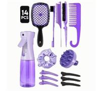 Kit di Spazzole per Capelli 14 Pezzi con Spruzzatore | Include Spazzola Sfumature, Ricci, Rotonda, Massaggio e Fermacapelli | Per Tutti i Tipi di Capelli e Stili Professionali(violeta)