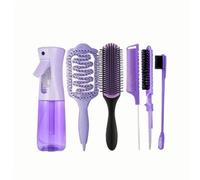 Kit di Spazzole per Capelli 6 Pezzi con Spruzzatore | Include Spazzola Sfumature, Ricci, Rotonda, Massaggio e Fermacapelli | Per Tutti i Tipi di Capelli e Stili Professionali(violeta)
