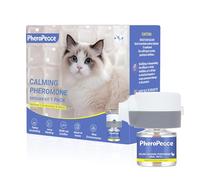 Kit difusor calmante para gatos (1 difusor + 1 recambio, 48 ml) - Suministro para 30 días - Difusor de feromonas para gatos múltiples conflictos, marcado de orina y rascado difusor de feromonas para