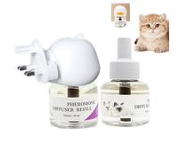 Kit difusor de feromonas calmante para gatos, complemento 6 en 1 para aliviar el estrés y la ansiedad, incluye 1 difusor + 2 viales de repuesto (suministro para 4 meses), ayuda a reducir los rasguños,
