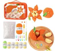 Kit DIY de Frutas Pelables a Crochet, Kit de Inicio de Crochet con Lana de Colores, Adorable Muñeco de Frutas de Naranjas Tejidas a Mano con Aspecto Realista, Instrucciones y Ganchillo (1Set)