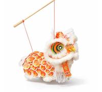 Kit DIY Farol De Danza Del León En Papel Con Luz LED Y Mango De Madera, Farol Para Colgar Y Llevar Para Familia, Escuela, Aula Y Decoración De Celebraciones (Red)