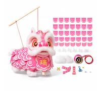 Kit DIY Farol De Danza Del León En Papel Con Luz LED Y Mango De Madera, Farol Para Colgar Y Llevar Para Familia, Escuela, Aula Y Decoración De Celebraciones (Lantern Pink)