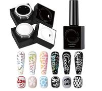 Kit D'ongles En gel- 3 Pièces Professionnel Longue Durée - Vernis À Ongles gelBlanc Et Noir, Conception De Vernis gelPolyvalent Pour Femmes Filles Débutantes Salon À Domicile Dessin Peinture Dentel