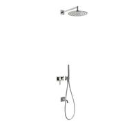 Kit ducha con grifo monomando para empotrar en pared con acabado en acero TRES